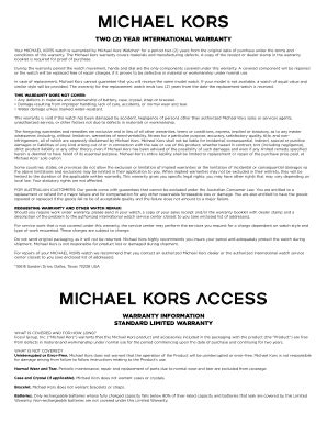 Michael Kors warranty phone number